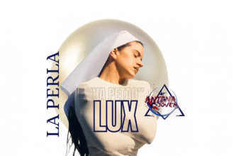 Retrato artístico de Rosalía vestida de blanco frente a una gran perla luminosa, con tipografía destacando “La Perla”, “Ha Petao” y “LUX”, junto al logo de Antena Joven.
