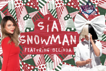 Belinda y Sia promocionando la versión bilingüe de Snowman con fondo festivo