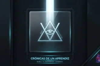 Representación visual mística y tecnológica del Grado de Minerval en la O.T.O. con estética glassmorphism de AJ Digital Studio.